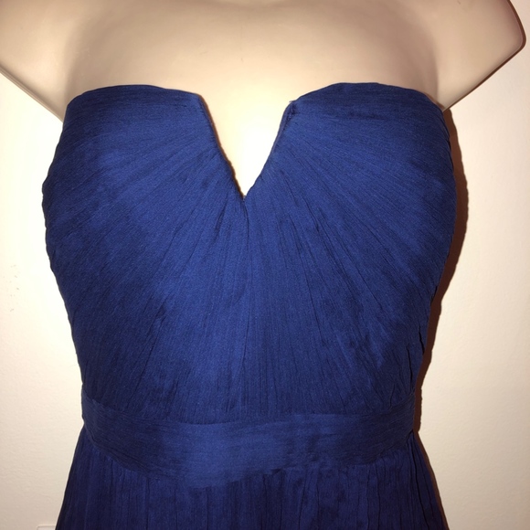 J CREW silk strapless zip back blue maxi dress - Picture 7 of 8